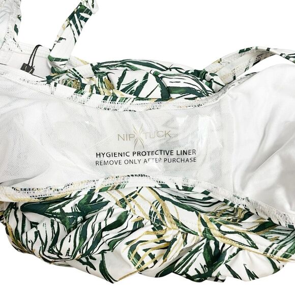 NWT Nip Tuck Swim One Piece Swimsuit Size 8 Green Tropical Palm Ruched Tummy NEW - Picture 13 of 15
